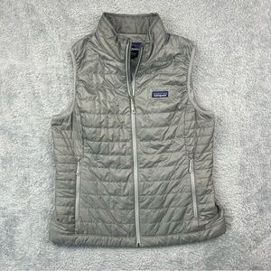 Patagonia Nano Puff Gray Quilted Vest Packable Lightweight Water Resistant Sz L
